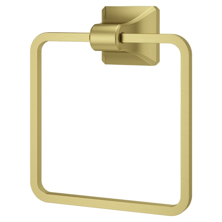 Towel Ring Park Avenue 6 Inch Square Closed Brushed Gold Metal 2-3/4 Inch