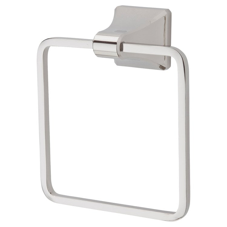 Towel Ring Park Avenue 6 Inch Square Closed Polished Nickel Metal 2-3/4 Inch