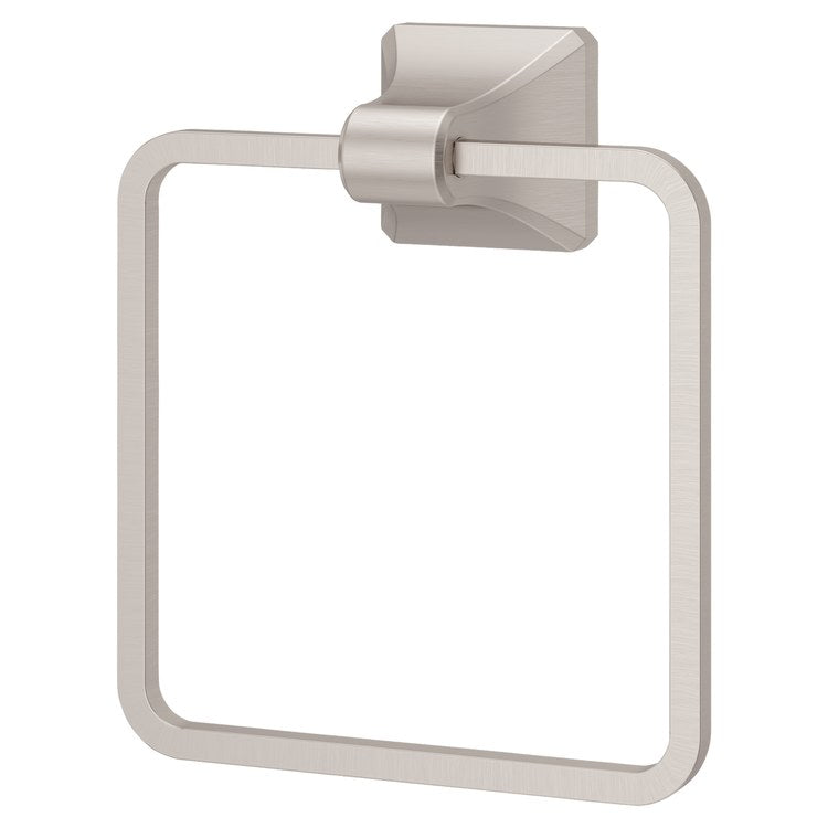 Towel Ring Park Avenue 6 Inch Square Closed Brushed Nickel Metal 2-3/4 Inch
