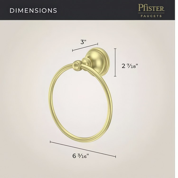 Towel Ring Tisbury Round Closed Brushed Gold Metal 3 Inch - Image 3