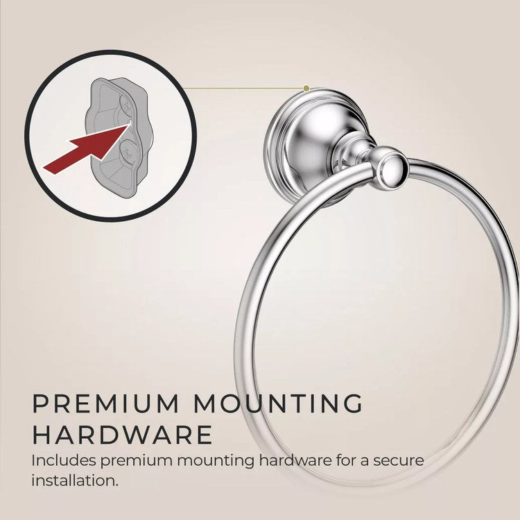Towel Ring Tisbury Round Closed Polished Chrome Metal 3 Inch - Image 3