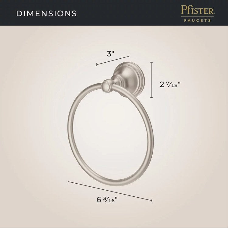 Towel Ring Tisbury Round Closed Brushed Nickel Metal 3 Inch - Image 3