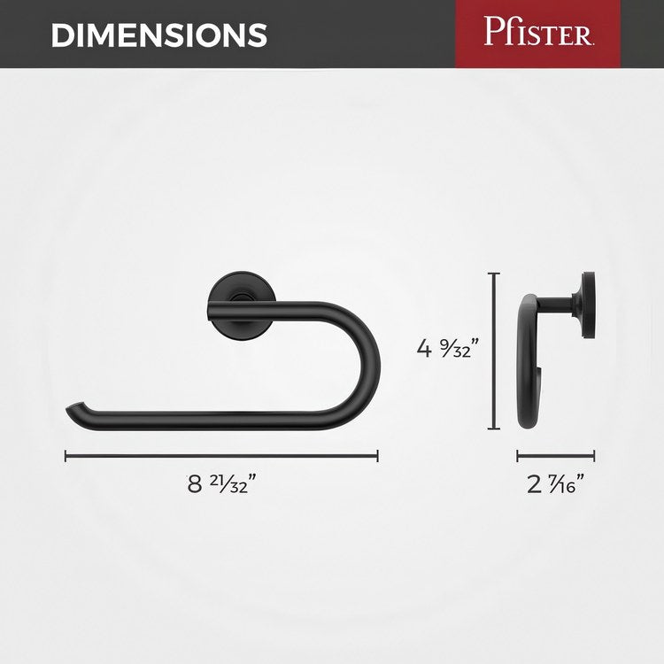 Towel Ring Tenet Open Matte Black Metal 2-7/32 Inch - Image 3