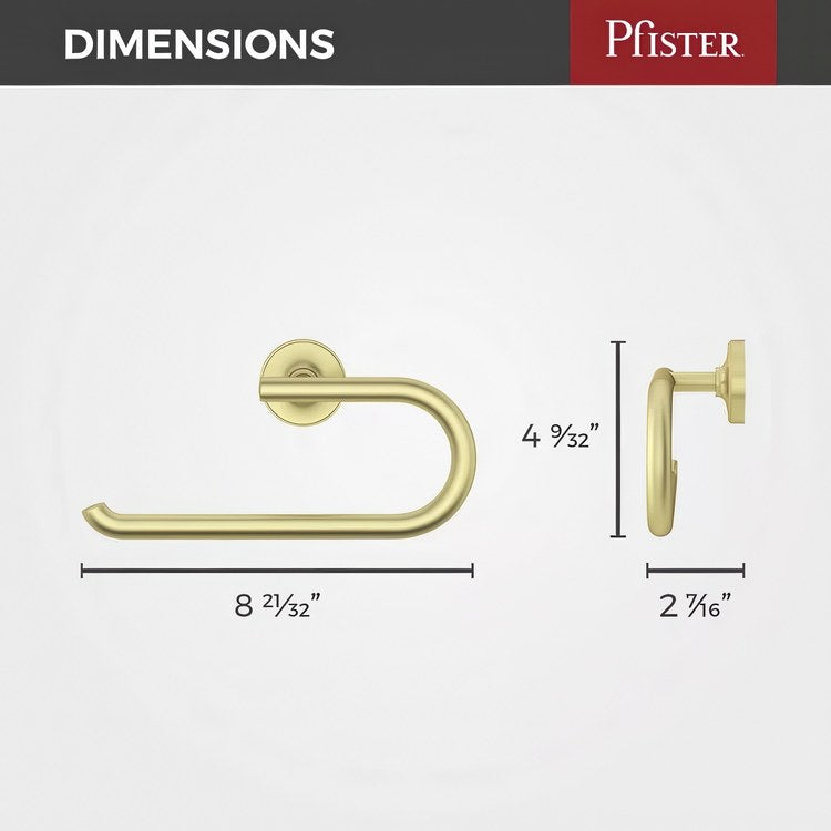 Towel Ring Tenet Open Brushed Gold Metal 2-7/32 Inch - Image 3