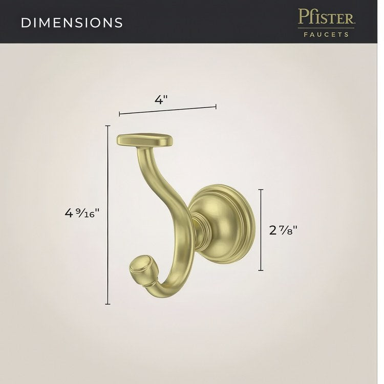 Robe Hook Tisbury Double Brushed Gold 4 Inch Wall Concealed Metal - Image 3