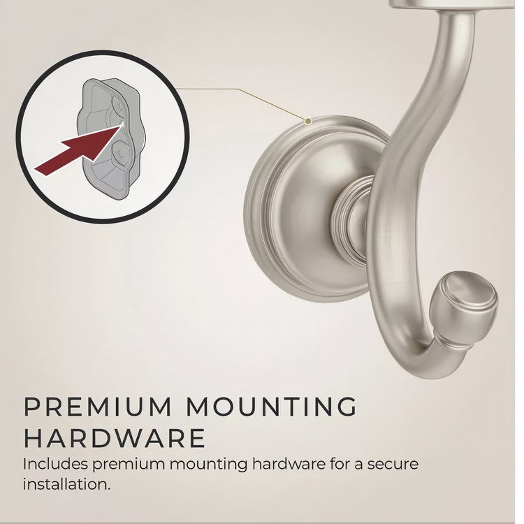 Robe Hook Tisbury Double Brushed Nickel 4 Inch Wall Concealed Metal - Image 2