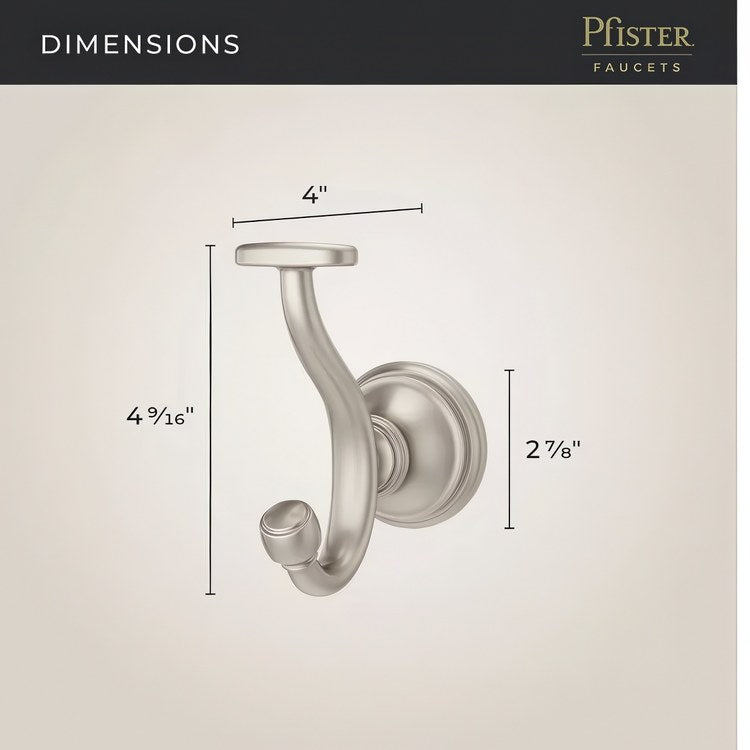 Robe Hook Tisbury Double Brushed Nickel 4 Inch Wall Concealed Metal - Image 3