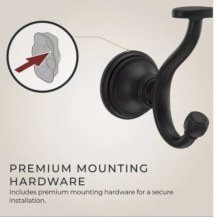 Robe Hook Tisbury Double Spot Defense Matte Black 4 Inch Wall Concealed Metal - Image 2