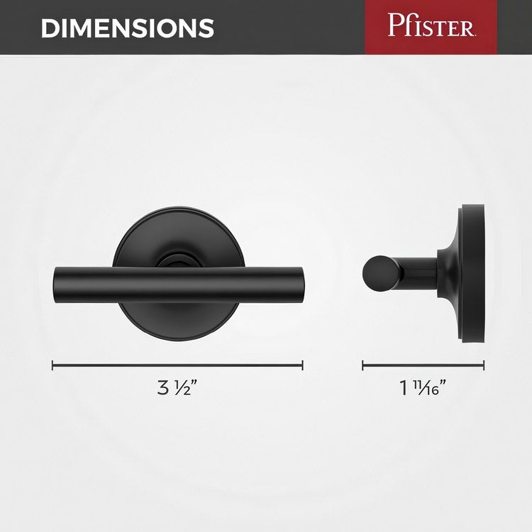 Robe Hook Tenet Double Matte Black 1-11/16 Inch Wall Concealed Metal - Image 3