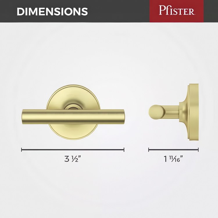 Robe Hook Tenet Double Brushed Gold 1-11/16 Inch Wall Concealed Metal - Image 3