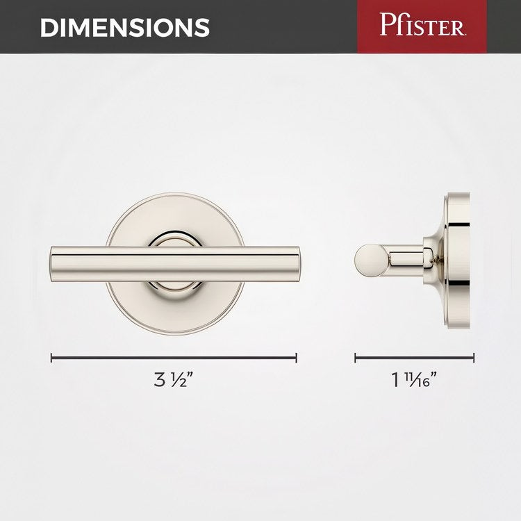 Robe Hook Tenet Double Polished Nickel 1-11/16 Inch Wall Concealed Metal - Image 3