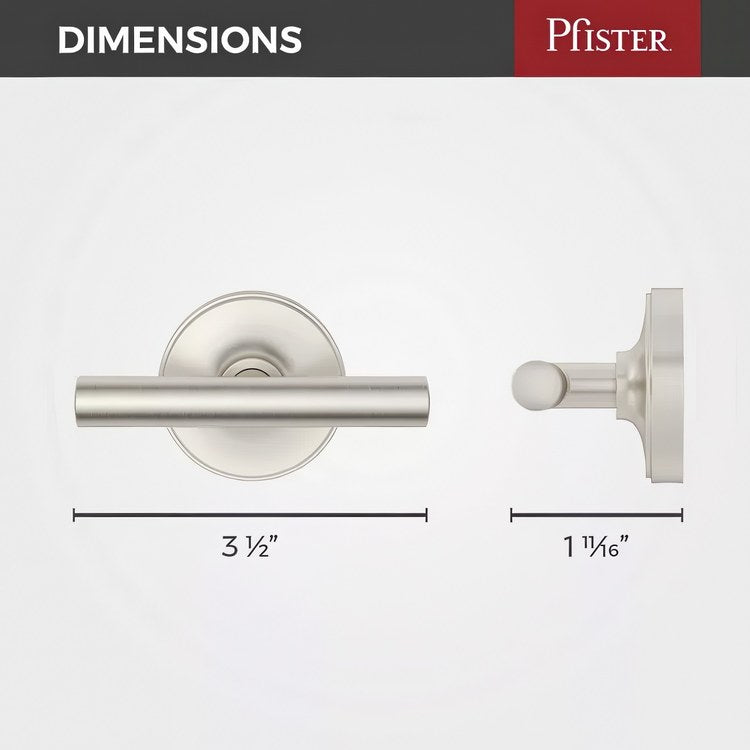 Robe Hook Tenet Double Brushed Nickel 1-11/16 Inch Wall Concealed Metal - Image 2