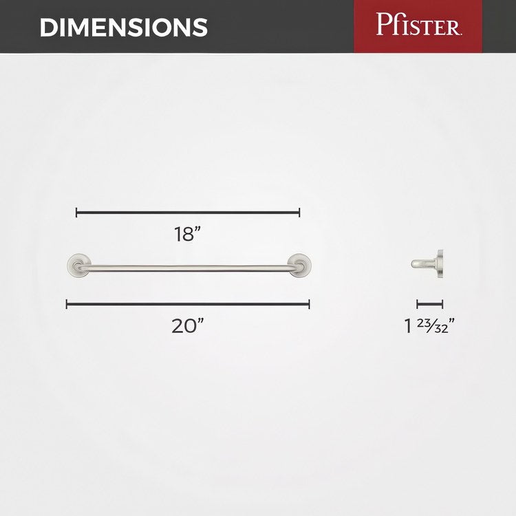 Towel Bar Tenet 18 Inch Single Brushed Nickel Metal - Image 2