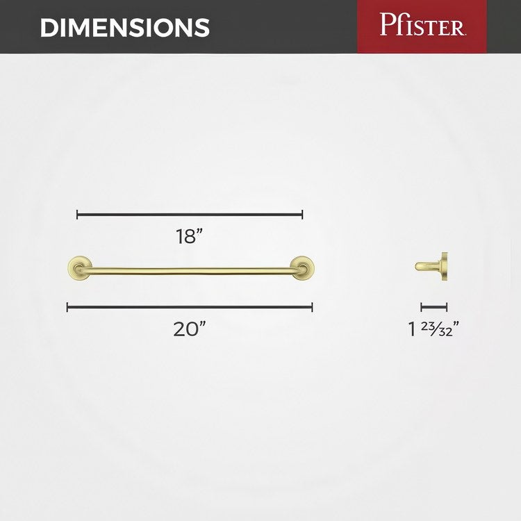 Towel Bar Tenet 18 Inch Single Brushed Gold Metal - Image 3