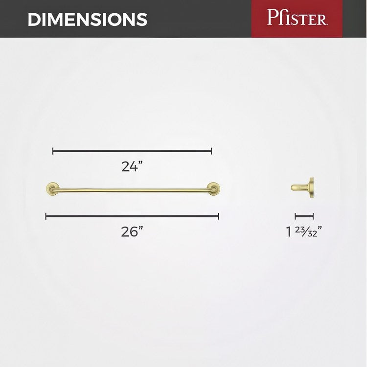 Towel Bar Tenet 24 Inch Single Brushed Gold Metal - Image 2