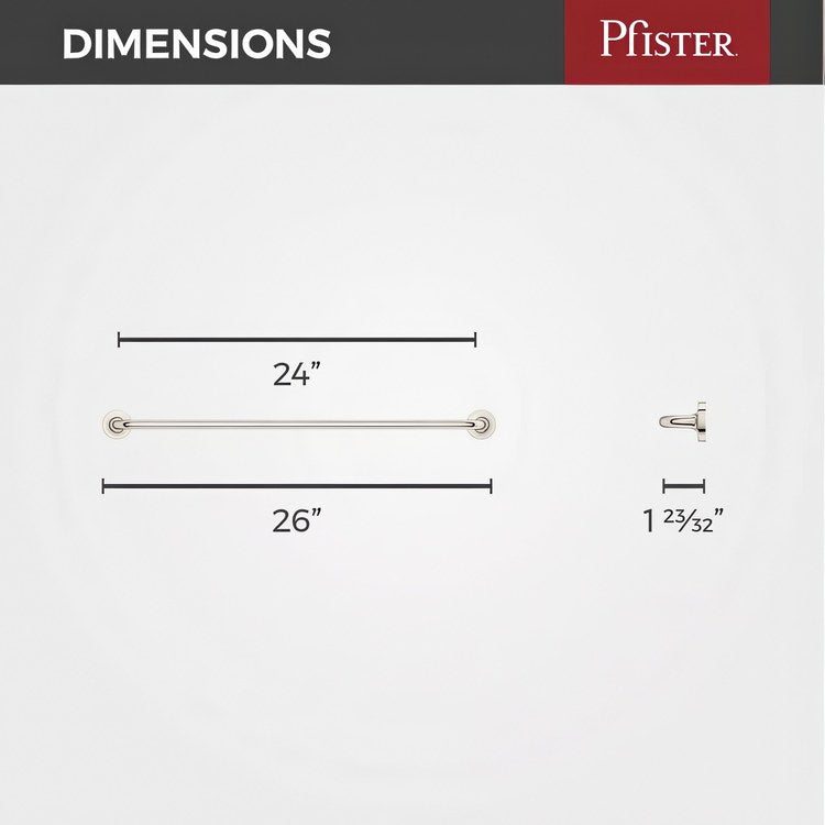 Towel Bar Tenet 24 Inch Single Polished Nickel Metal - Image 2