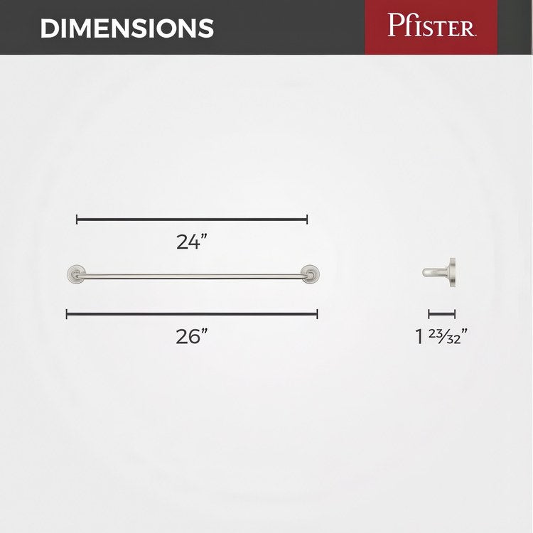 Towel Bar Tenet 24 Inch Single Brushed Nickel Metal - Image 2