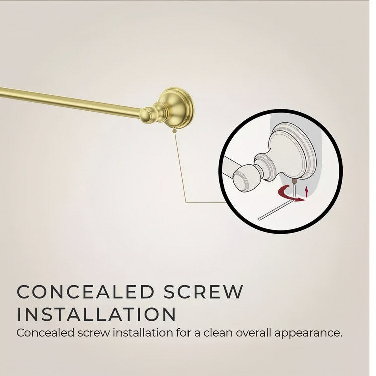 Towel Bar Tisbury 24 Inch Single Brushed Gold Metal - Image 3