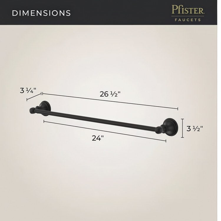 Towel Bar Tisbury 24 Inch Single Spot Defense Matte Black Metal - Image 2