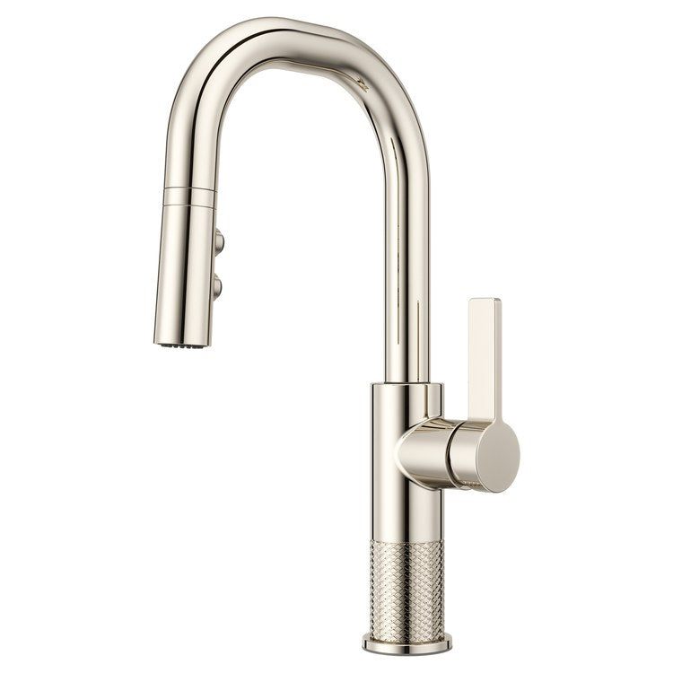 Bar Faucet Montay Prep 1 Lever ADA CALGreen Polished Nickel MagnePfit 3 Function Pull Down High Arc Swivel 360 DEG 1.8 Gallons per Minute - Image 1