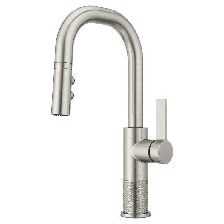 Bar Faucet Montay Prep 1 Lever ADA CALGreen Stainless Steel MagnePfit 3 Function Pull Down High Arc Swivel 360 DEG 1.8 Gallons per Minute - Image 1