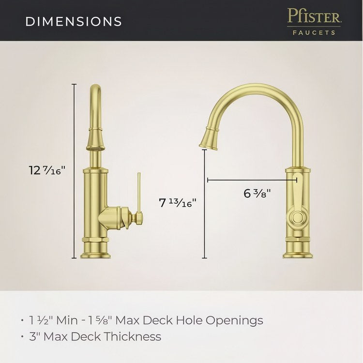 Bar Faucet Port Haven Prep 1 Lever ADA CALGreen Brushed Gold High Arc Swivel 360 DEG 1.8 Gallons per Minute - Image 3