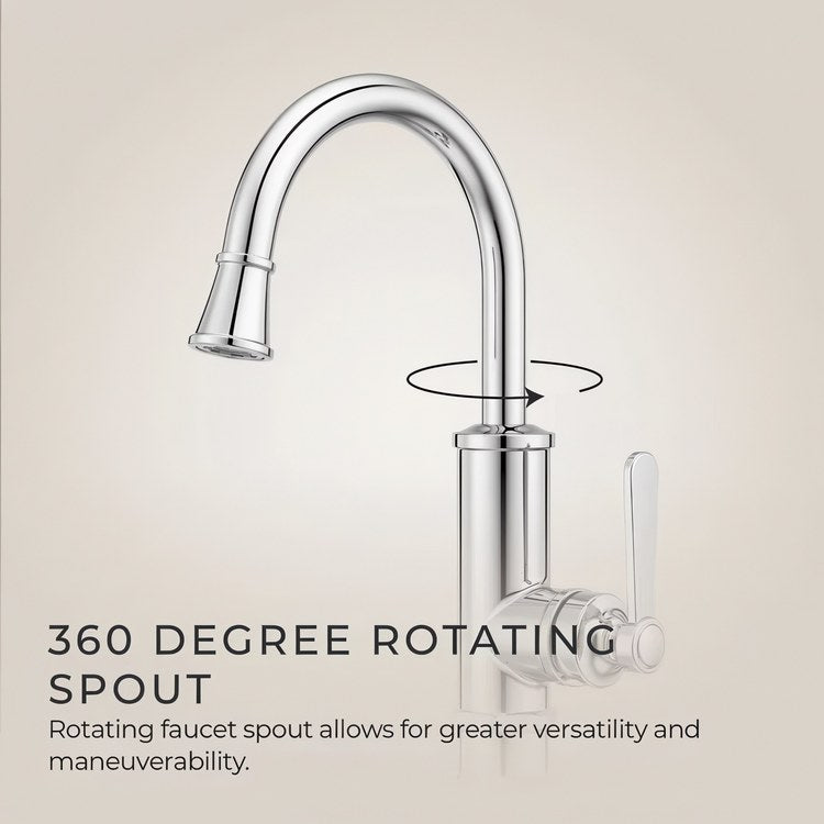 Bar Faucet Port Haven Prep 1 Lever ADA CALGreen Polished Chrome High Arc Swivel 360 DEG 1.8 Gallons per Minute - Image 2