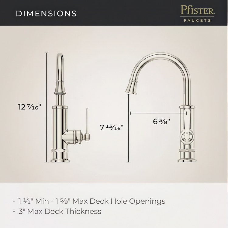 Bar Faucet Port Haven Prep 1 Lever ADA CALGreen Polished Nickel High Arc Swivel 360 DEG 1.8 Gallons per Minute - Image 2