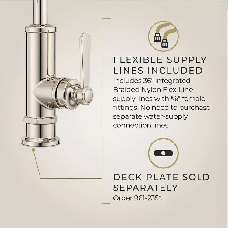 Bar Faucet Port Haven Prep 1 Lever ADA CALGreen Polished Nickel High Arc Swivel 360 DEG 1.8 Gallons per Minute - Image 3