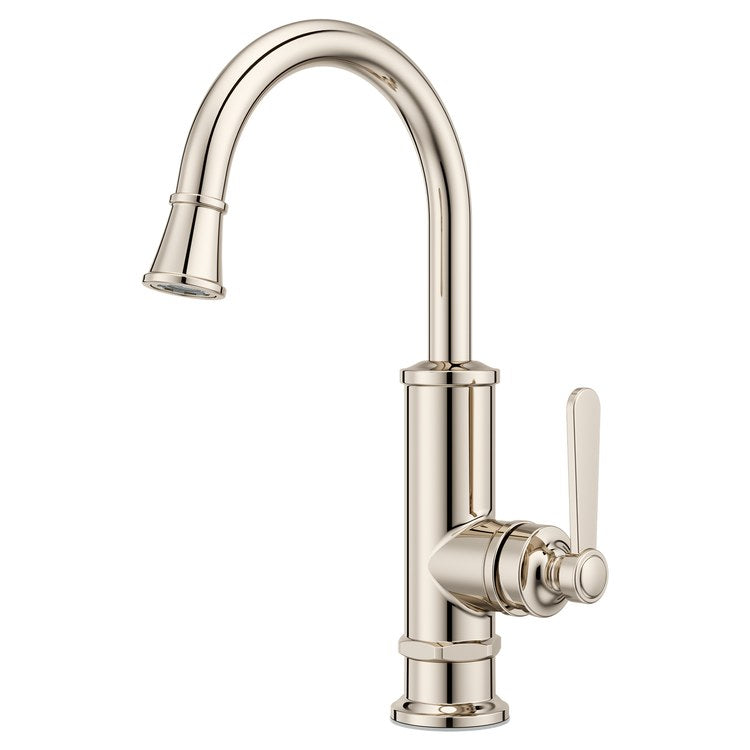 Bar Faucet Port Haven Prep 1 Lever ADA CALGreen Polished Nickel High Arc Swivel 360 DEG 1.8 Gallons per Minute - Image 1