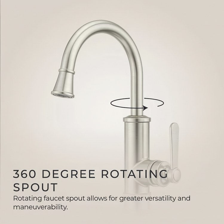 Bar Faucet Port Haven Prep 1 Lever ADA CALGreen Stainless Steel High Arc Swivel 360 DEG 1.8 Gallons per Minute - Image 2