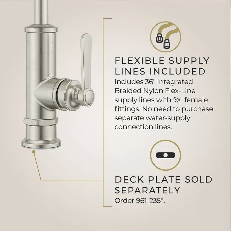 Bar Faucet Port Haven Prep 1 Lever ADA CALGreen Stainless Steel High Arc Swivel 360 DEG 1.8 Gallons per Minute - Image 3