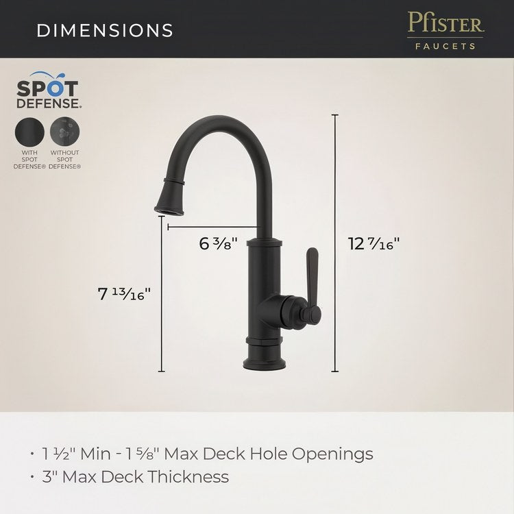 Bar Faucet Port Haven Prep 1 Lever ADA CALGreen Spot Defense Matte Black High Arc Swivel 360 DEG 1.8 Gallons per Minute - Image 2