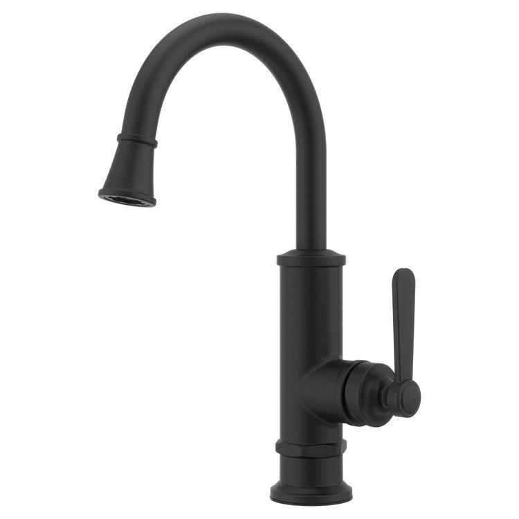 Bar Faucet Port Haven Prep 1 Lever ADA CALGreen Spot Defense Matte Black High Arc Swivel 360 DEG 1.8 Gallons per Minute - Image 1