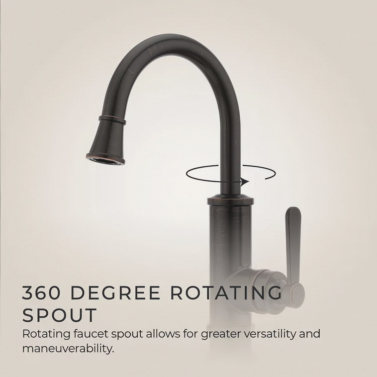 Bar Faucet Port Haven Prep 1 Lever ADA CALGreen Tuscan Bronze High Arc Swivel 360 DEG 1.8 Gallons per Minute - Image 2