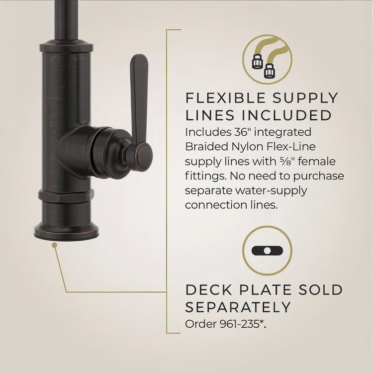 Bar Faucet Port Haven Prep 1 Lever ADA CALGreen Tuscan Bronze High Arc Swivel 360 DEG 1.8 Gallons per Minute - Image 3