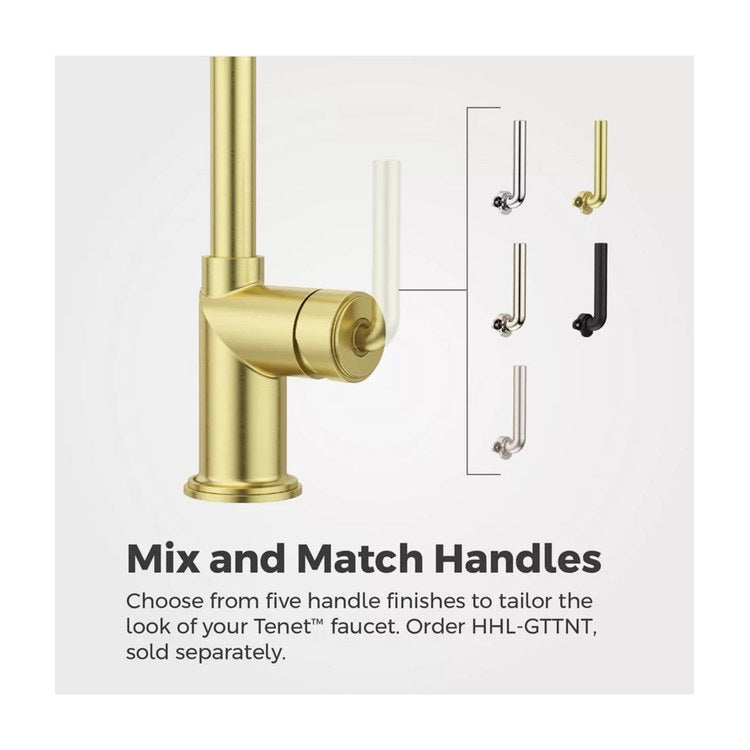 Bar Faucet Tenet Prep Less Handle ADA CALGreen Brushed Gold High Arc Swivel 360 DEG 1.8 Gallons per Minute - Image 2