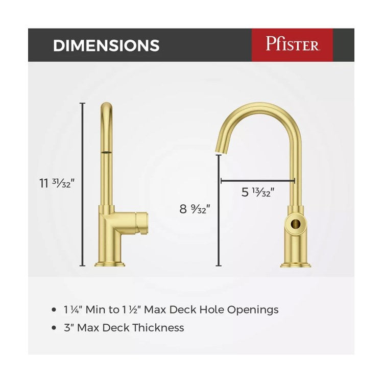 Bar Faucet Tenet Prep Less Handle ADA CALGreen Brushed Gold High Arc Swivel 360 DEG 1.8 Gallons per Minute - Image 3