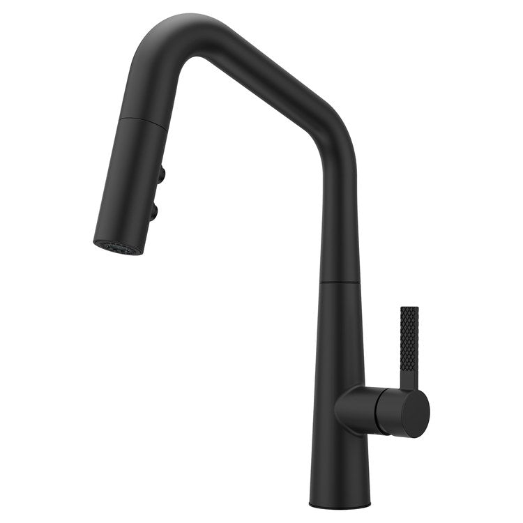 Kitchen Faucet Asari 1 Lever ADA CALGreen Matte Black 3 Function Pull Down High Arc Swivel 360 DEG 1/3 Hole Deck MagnePfit 1.8 Gallons per Minute - Image 1