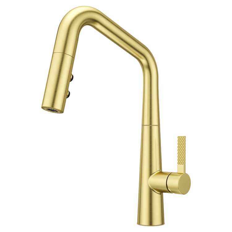 Kitchen Faucet Asari 1 Lever ADA CALGreen Brushed Gold 3 Function Pull Down High Arc Swivel 360 DEG 1/3 Hole Deck MagnePfit 1.8 Gallons per Minute - Image 1