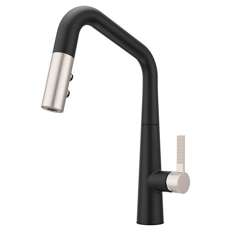 Kitchen Faucet Asari 1 Lever ADA CALGreen Matte Black and Spot Defense Stainless Steel 3 Function Pull Down High Arc Swivel 360 DEG 1/3 Hole Deck MagnePfit 1.8 Gallons per Minute - Image 1