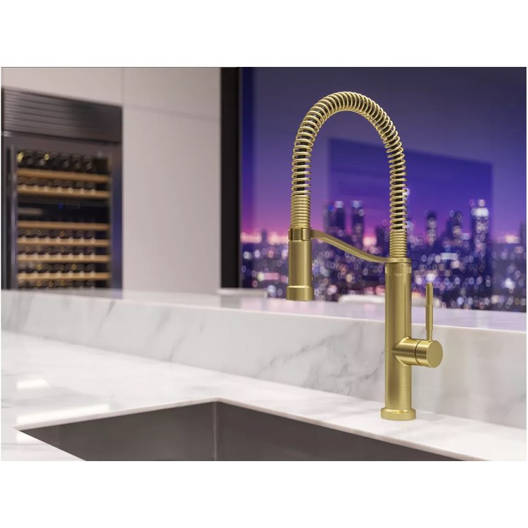 Kitchen Faucet Bruton 1 Lever ADA CALGreen Brushed Gold 3 Function Pull Down High Arc Swivel 360 DEG 1 Hole Deck MagnePfit/AccuDock 1.8 Gallons per Minute - Image 2
