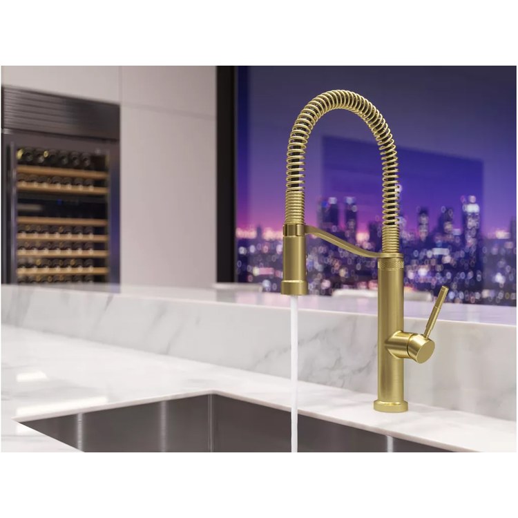 Kitchen Faucet Bruton 1 Lever ADA CALGreen Brushed Gold 3 Function Pull Down High Arc Swivel 360 DEG 1 Hole Deck MagnePfit/AccuDock 1.8 Gallons per Minute - Image 3