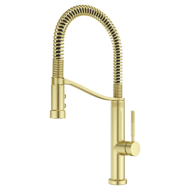 Kitchen Faucet Bruton 1 Lever ADA CALGreen Brushed Gold 3 Function Pull Down High Arc Swivel 360 DEG 1 Hole Deck MagnePfit/AccuDock 1.8 Gallons per Minute