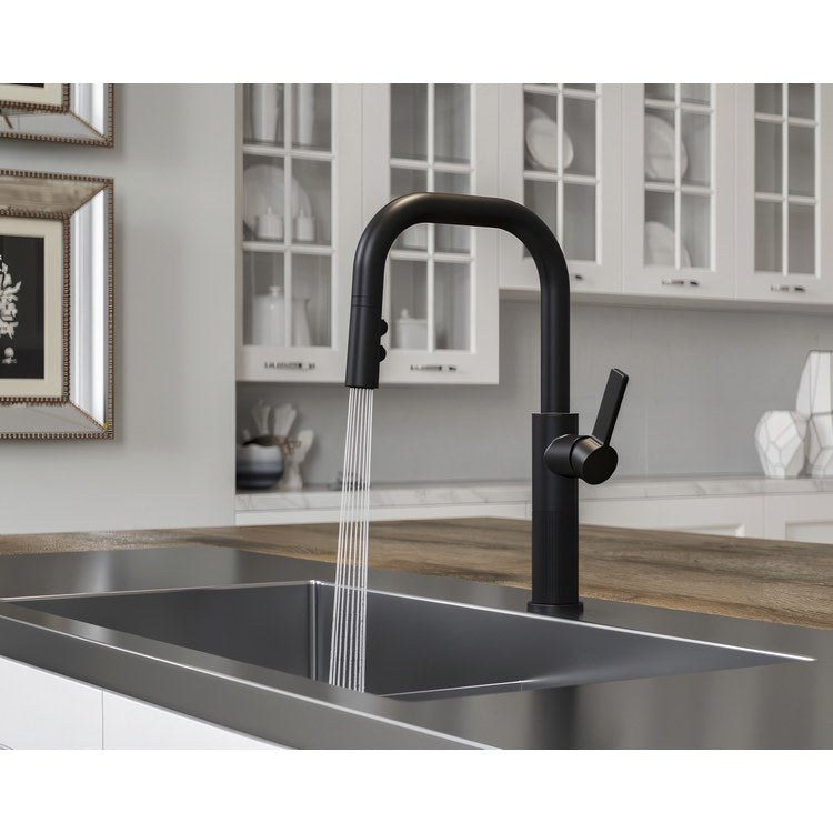 Kitchen Faucet Montay 1 Lever ADA CALGreen Matte Black 3 Function Pull Down High Arc Swivel 360 DEG 1 Hole Deck MagnePfit 1.8 Gallons per Minute - Image 3