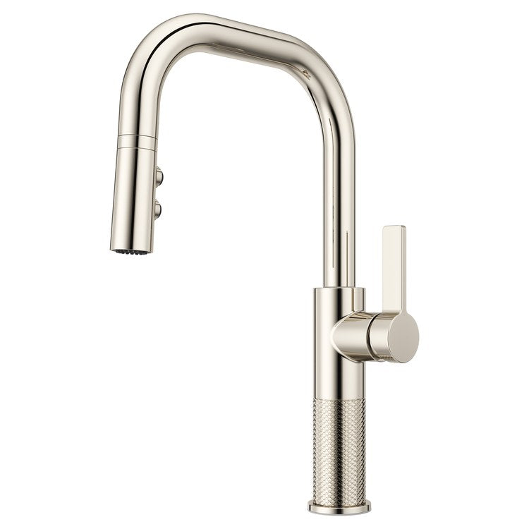 Kitchen Faucet Montay 1 Lever ADA CALGreen Polished Nickel 3 Function Pull Down High Arc Swivel 360 DEG 1 Hole Deck MagnePfit 1.8 Gallons per Minute - Image 1