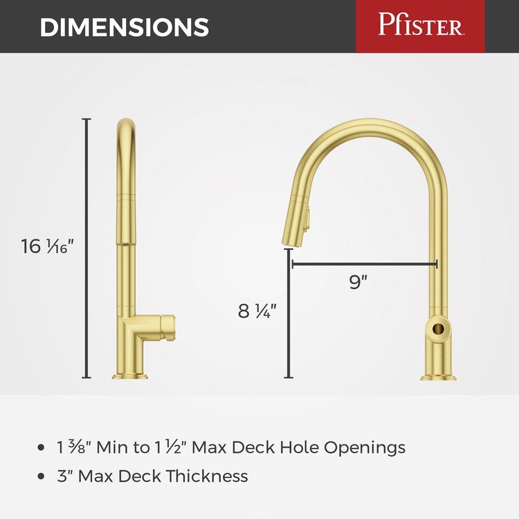 Kitchen Faucet Tenet Less Handle ADA Brushed Gold 2 Function Pull Down High Arc Swivel 360 DEG 1/2/3/4 Hole Deck MagnePfit 1.8 Gallons per Minute - Image 2