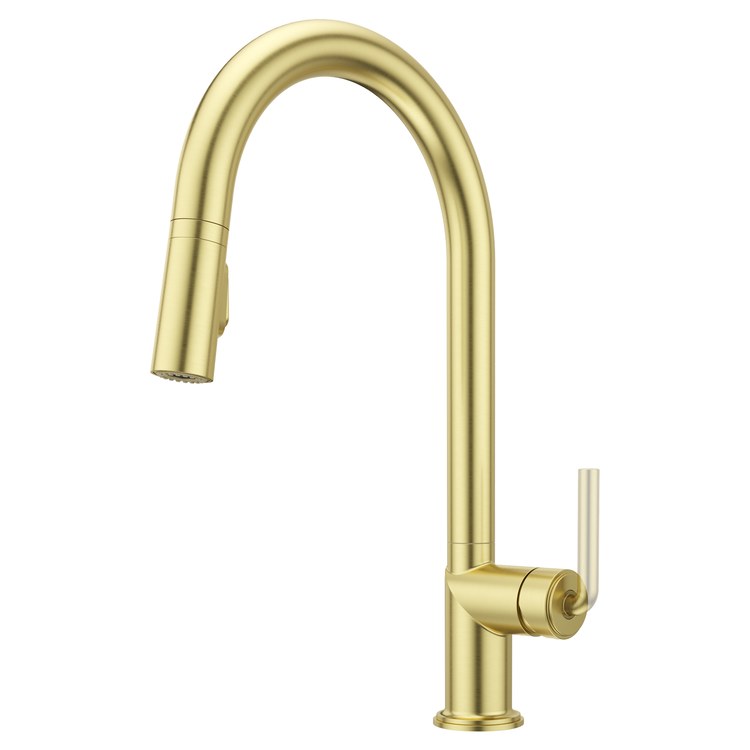 Kitchen Faucet Tenet Less Handle ADA Brushed Gold 2 Function Pull Down High Arc Swivel 360 DEG 1/2/3/4 Hole Deck MagnePfit 1.8 Gallons per Minute - Image 1
