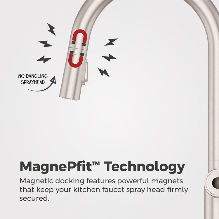 Kitchen Faucet Tenet Less Handle ADA Spot Defense Stainless Steel 2 Function Pull Down High Arc Swivel 360 DEG 1/2/3/4 Hole Deck MagnePfit 1.8 Gallons per Minute - Image 3