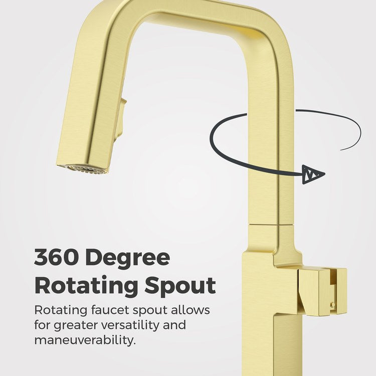 Kitchen Faucet Verve Less Handle ADA CALGreen Brushed Gold 2 Function Pull Down Concealed Swivel 360 DEG 1 Hole Deck MagnePfit 1.8 Gallons per Minute - Image 3
